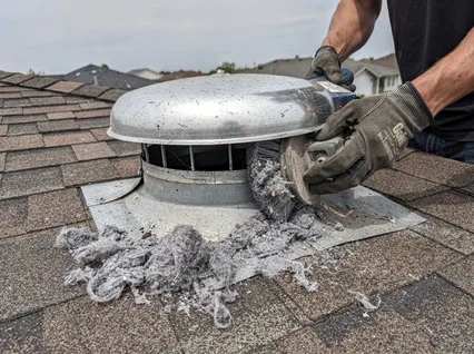 Cleaning Dryer Vent On Roof in Temple City