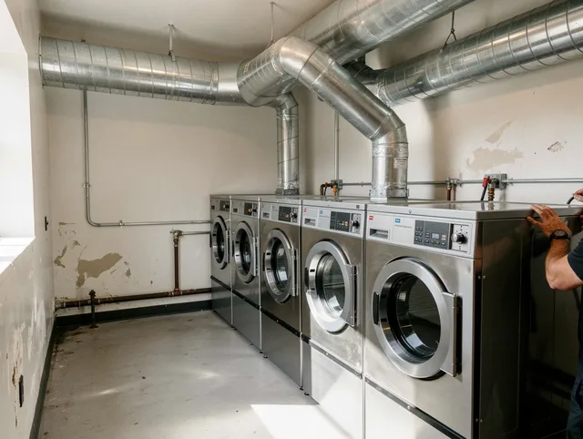 Temple City Dryer Vent Cleaning team performing large-scale commercial dryer vent cleaning in Temple City