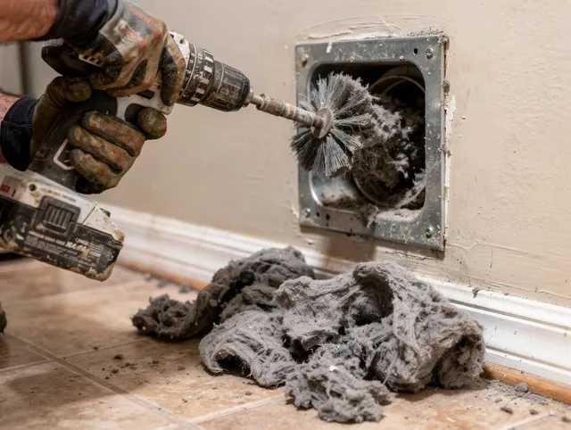 Certified Temple City Dryer Vent Cleaning technician performing dryer vent cleaning in Temple City